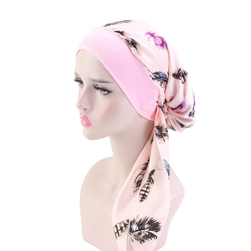 Printed flowers women inner hijabs cap muslim head scarf turban bonnet ready to wear ladies wrap under hijab caps