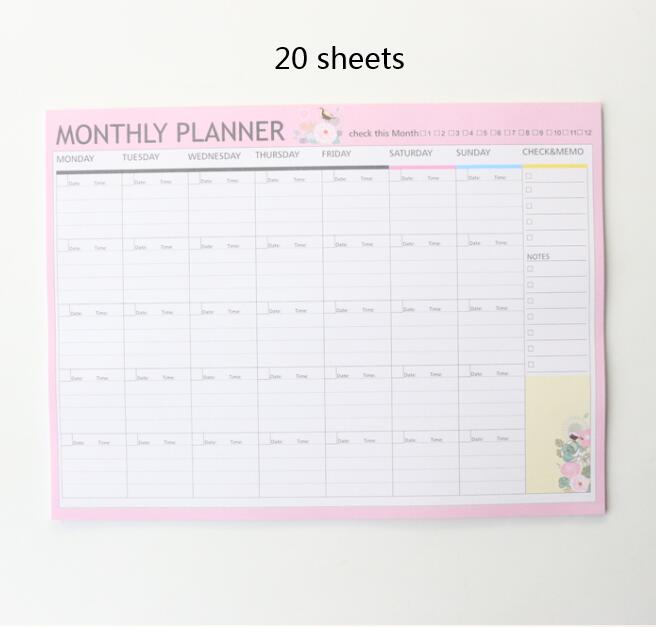 50 sheets Kawaii Korean Daily Memo Pads Note Weekly Monthly Planner Notepad Desk Organizer Pads School Stationery