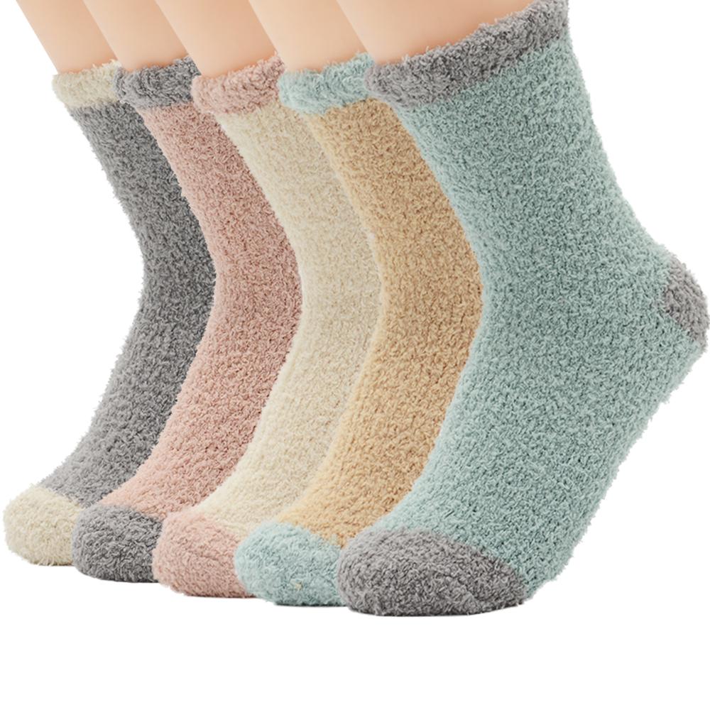 5 Pair Candy Warm Lady Heart Cute Winter Kawaii Thick Casual Women Socks Fuzzy Fluffy Warm Socks Short Cute Cotton Socks Female