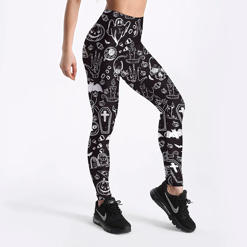 Leggings Hallowee Women's Legging Ghost Skull Pumpkin Palm Styles Digital Print Trousers Leggings