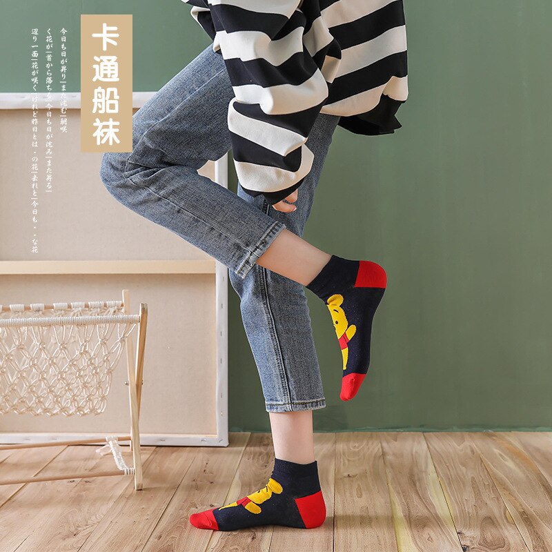 5 Pairs/Lot women socks Casual Korea cartoon animal socks Cotton Cute girl funny mouse duck ankle socks size 35-41