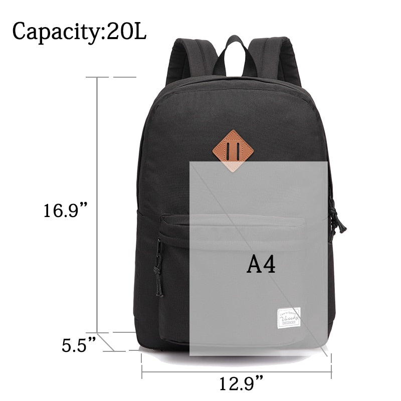 VASCHY Men Women Backpack College High Middle School Bags for Teenager Boy Girls Travel Backpacks Mochila Rucksacks