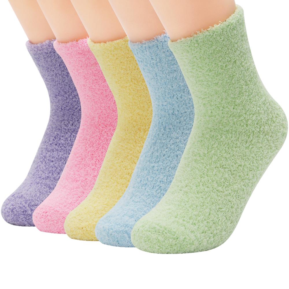 5 Pair Candy Warm Lady Heart Cute Winter Kawaii Thick Casual Women Socks Fuzzy Fluffy Warm Socks Short Cute Cotton Socks Female