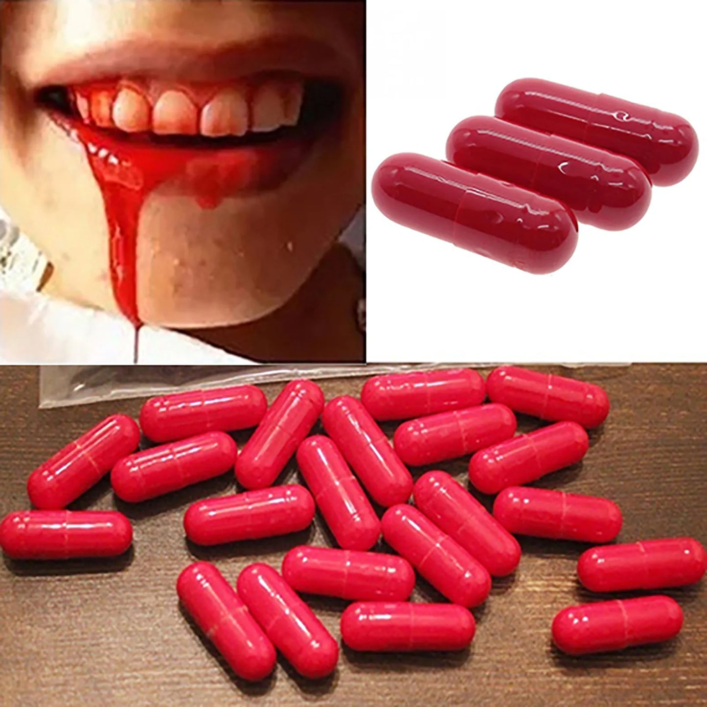 3Pcs/Box Halloween Fake Blood Pills Vampire Capsule Horror Funny Realistic Liquid Fake Blood Pills Capsules Halloween Prop