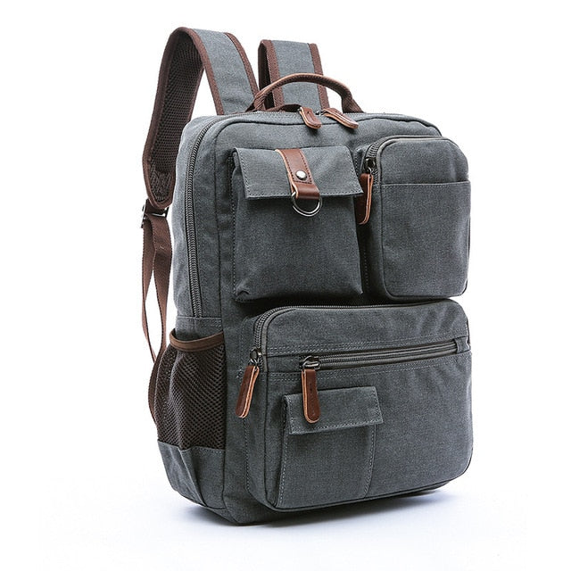 Mens Laptop Backpack Rucksack Canvas School Bag Travel Backpacks for Teenage Male Bagpack Computer Knapsack Bags Computer Bag