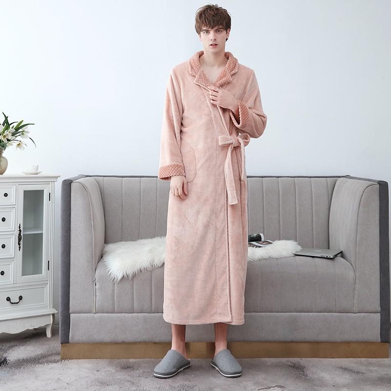 Winter Flannel Soft Kimono Gow Ultra Large Long Bathrobe Nightwear Thick Warm Women Sleepwear