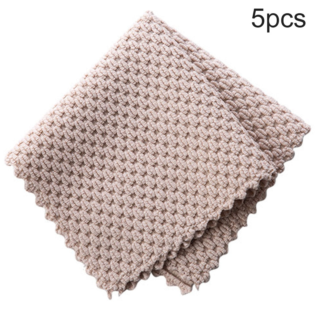 1PC/5PCS Anti-grease Wiping Rags Kitchen Super Absorbent Microfiber Cleaning Cloth Home Washing Dish Kitchen Cleaning Towel