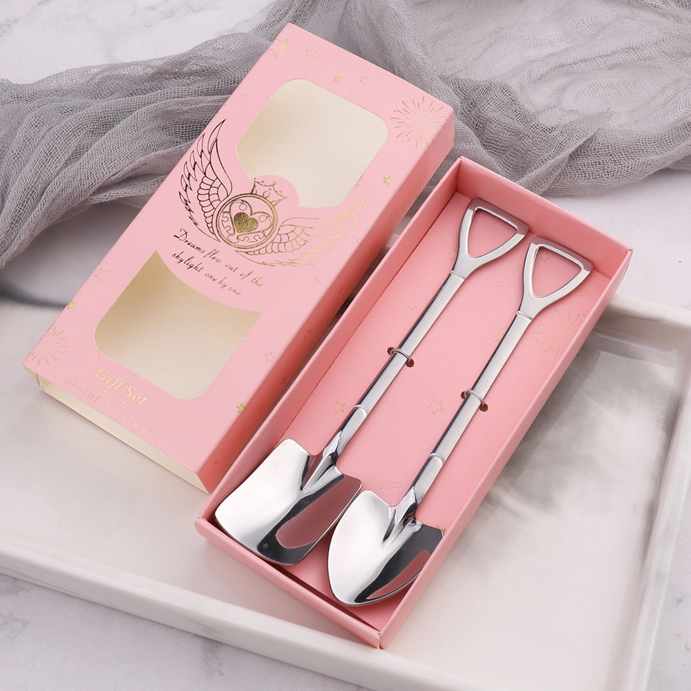 Fashion coffee spoon ice cream dessert spoon retro cute round head spoon kitchen gadget decoration kitchen bar utensils