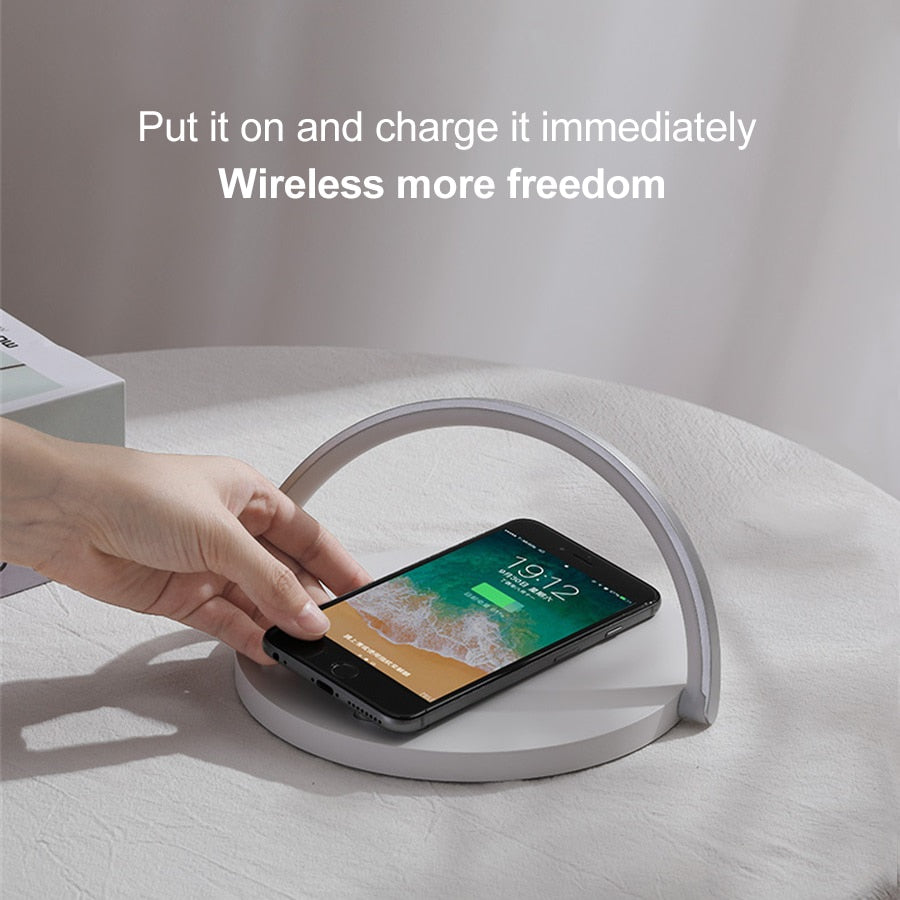 10W Qi Fast Wireless Charger Table Lamp For iPhone 11 12 13Pro Mobile Phone Charging Holder Night Light 4 in1 Dimmable Desk Lamp