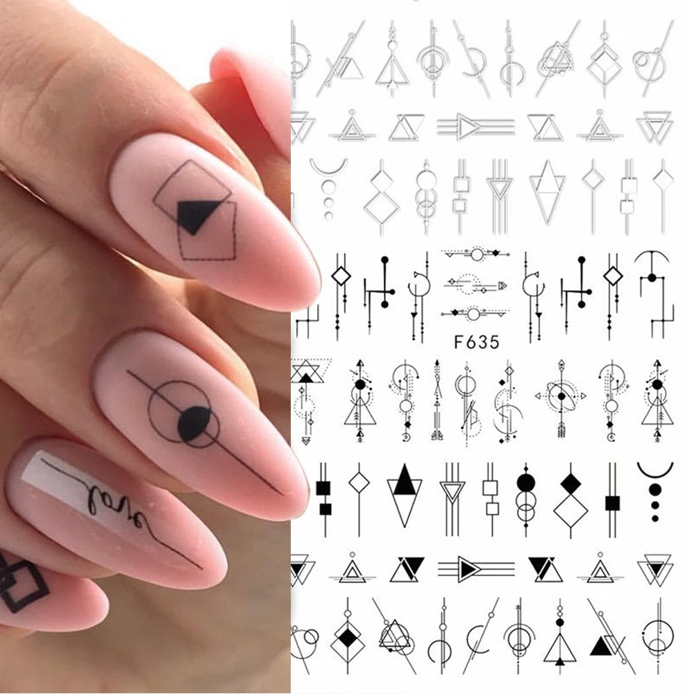 1pcs 3D Nail Sticker Black Heart Love Self-Adhesive Slider Letters Nail Art Decorations Stars Decals Manicure Accessories