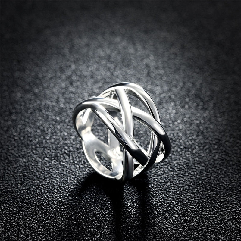 Sterling Silver Cross Intertwined Ring For Women Wedding Engagement Party Fashion Charm Jewelry