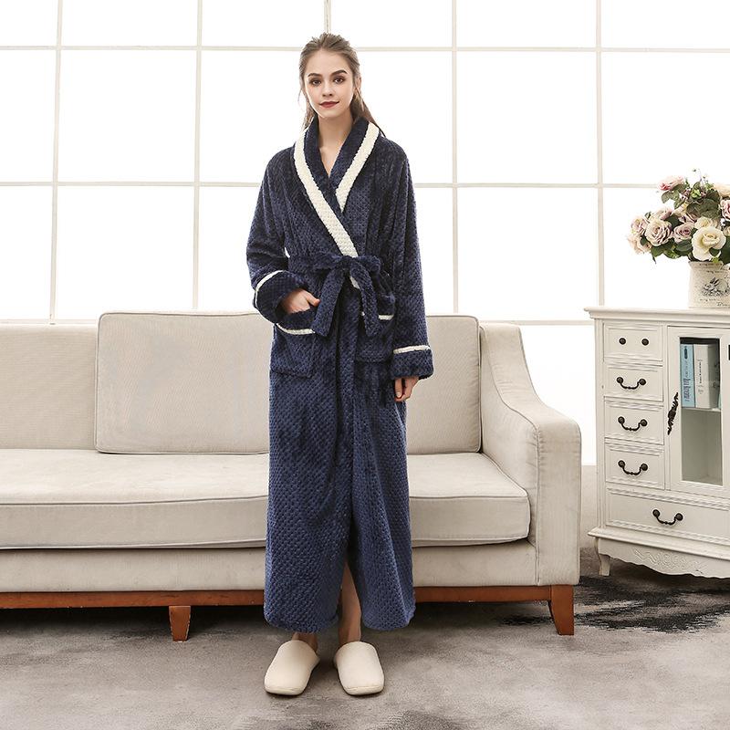 Winter Flannel Soft Kimono Gow Ultra Large Long Bathrobe Nightwear Thick Warm Women Sleepwear