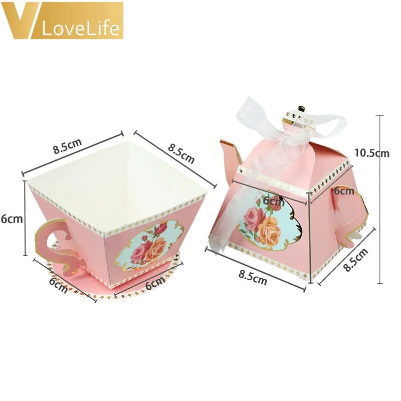 Candy Boxes Teapot Party Favors Wedding Gifts for Guests Baby Shower Birthday Party Packaging Box  Decoration 10Pcs Gift Bags