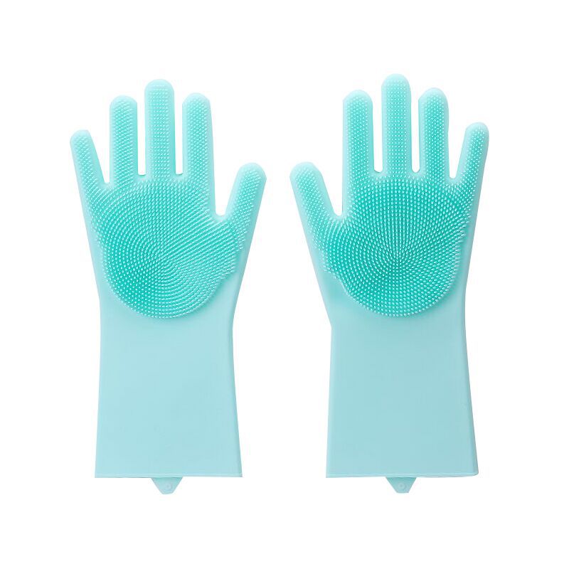 Magic Silicone Dishwashing Scrubber Dish Washing Sponge Rubber Scrub Gloves Kitchen Cleaning 1 Pair