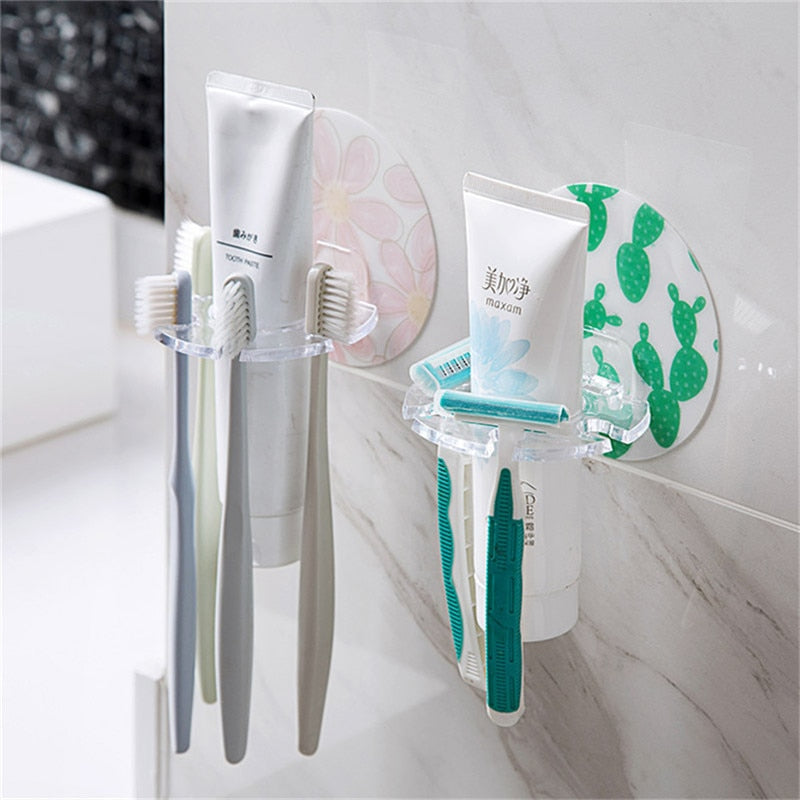 1PC Toothbrush Organizer Razor Shaver Storage Rack Self-adhesive Toothpaste Storage Holder Kitchen Bathroom Accessories