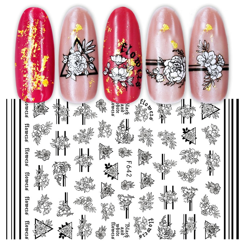 1PC Heart Love Design 3D Nail Sticker English Letter stickers Face Pattern Trasnfer Sliders Valentine's Day Nail Art Decoration