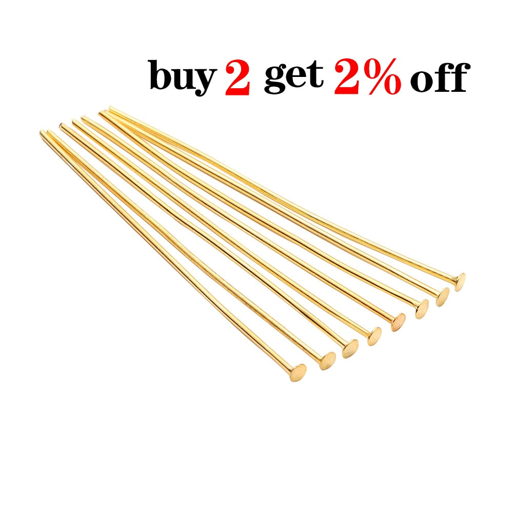 100-200pcs/bag 20 25 30 40 50 60 70 mm Flat Head Pins Gold/Copper/Rhodium Headpins For Jewelry Findings Making DIY Supplies