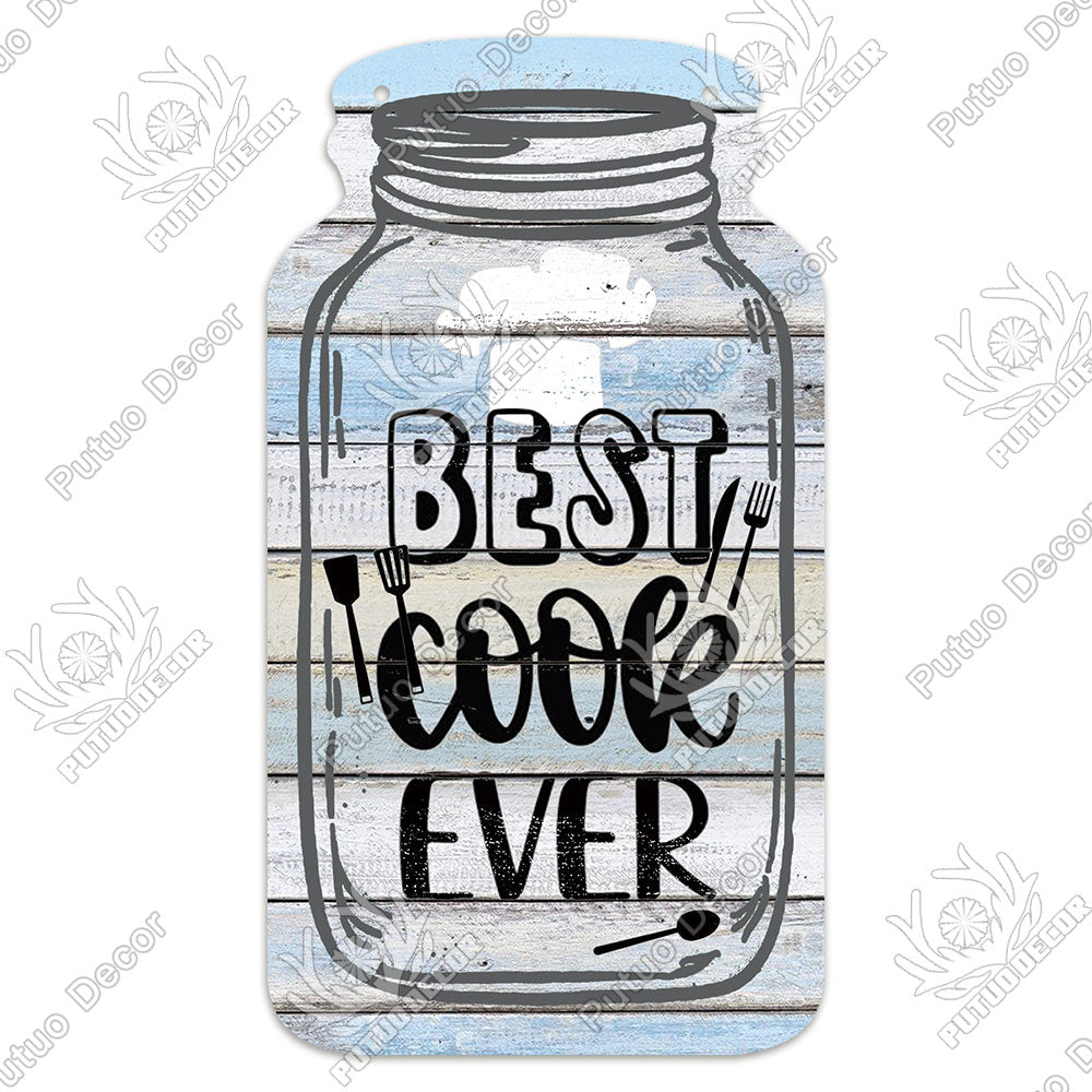 Decor Kitchen Sign Mason Jar Shape Wood Hanging Sign Irregular Plate for Rustic Home Decoration Kitchen Wall Decor GiftTag