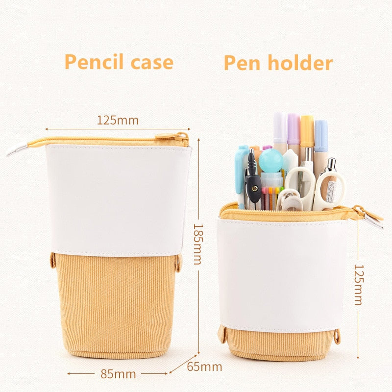 Creative Retractable pencil case school stationery Storage bag Kawaii Solid color Pen case cute pen holder gifts for kid pen bag