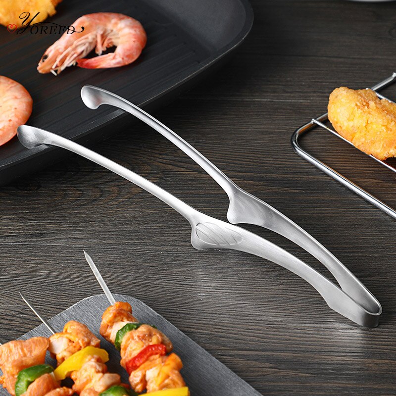 Kitchen Stainless Steel Food Tongs Buffet Cooking Tool Anti Heat Bread Clip Pastry Barbecue Clamp Kitchen Utensils