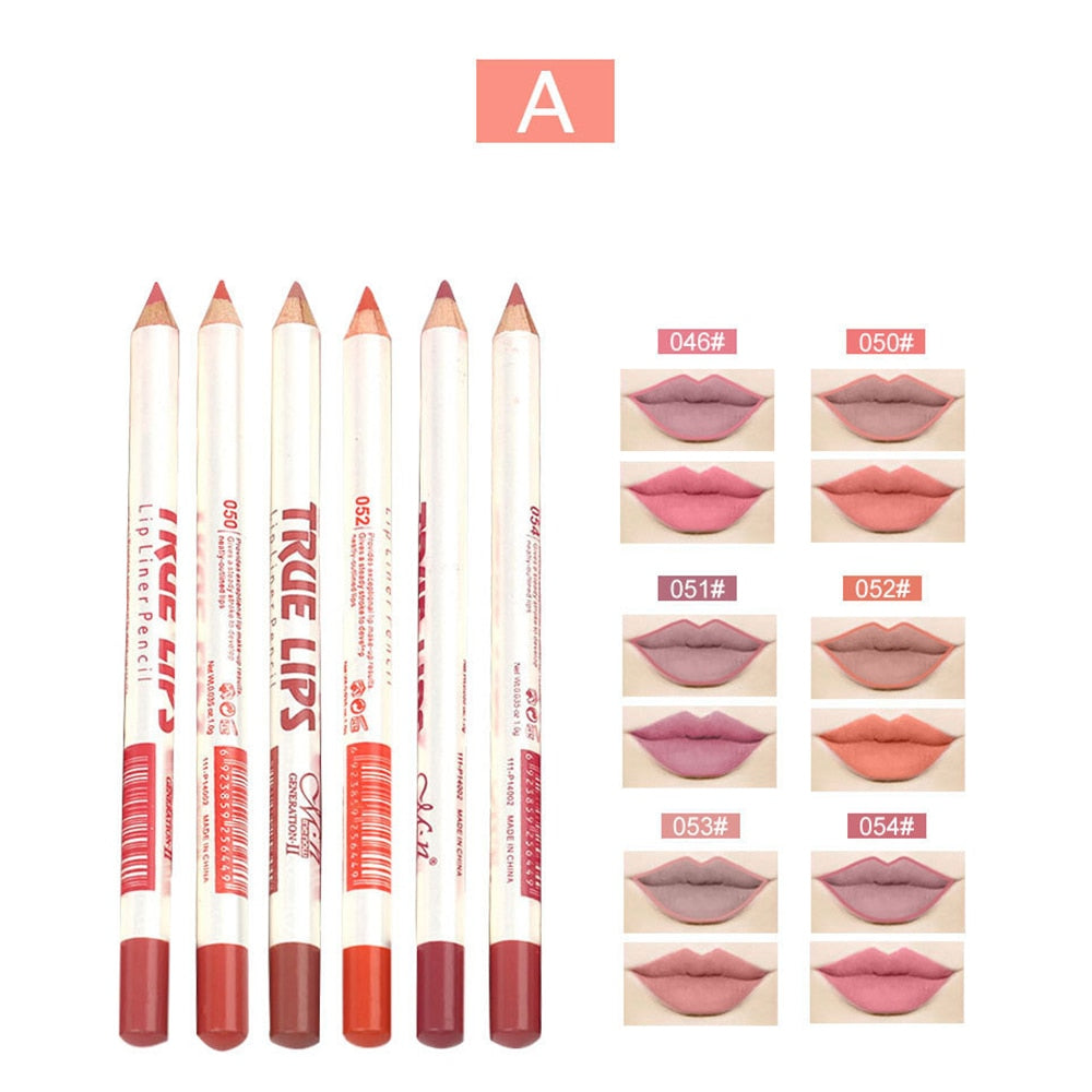 6Pcs/set Lipliner Pencil Matte Lipstick Waterproof Long Lasting Women Makeup crayon