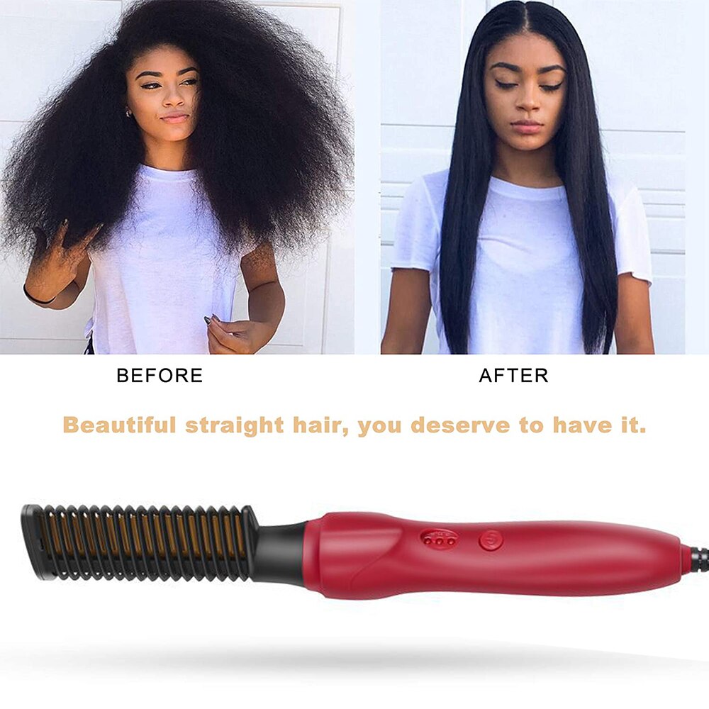 New 2 In 1 Hair Straightener Brush Professional Hot Comb Straightener for Wigs Hair Curler Straightener Comb Styling Tools