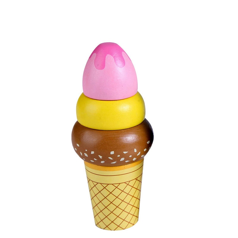 Toy Woo Wooden Kitchen Toys Pretend Play Ice Cream Food Toys Play Gift For Children Kitchen Magnetic Vanilla Chocolate -5