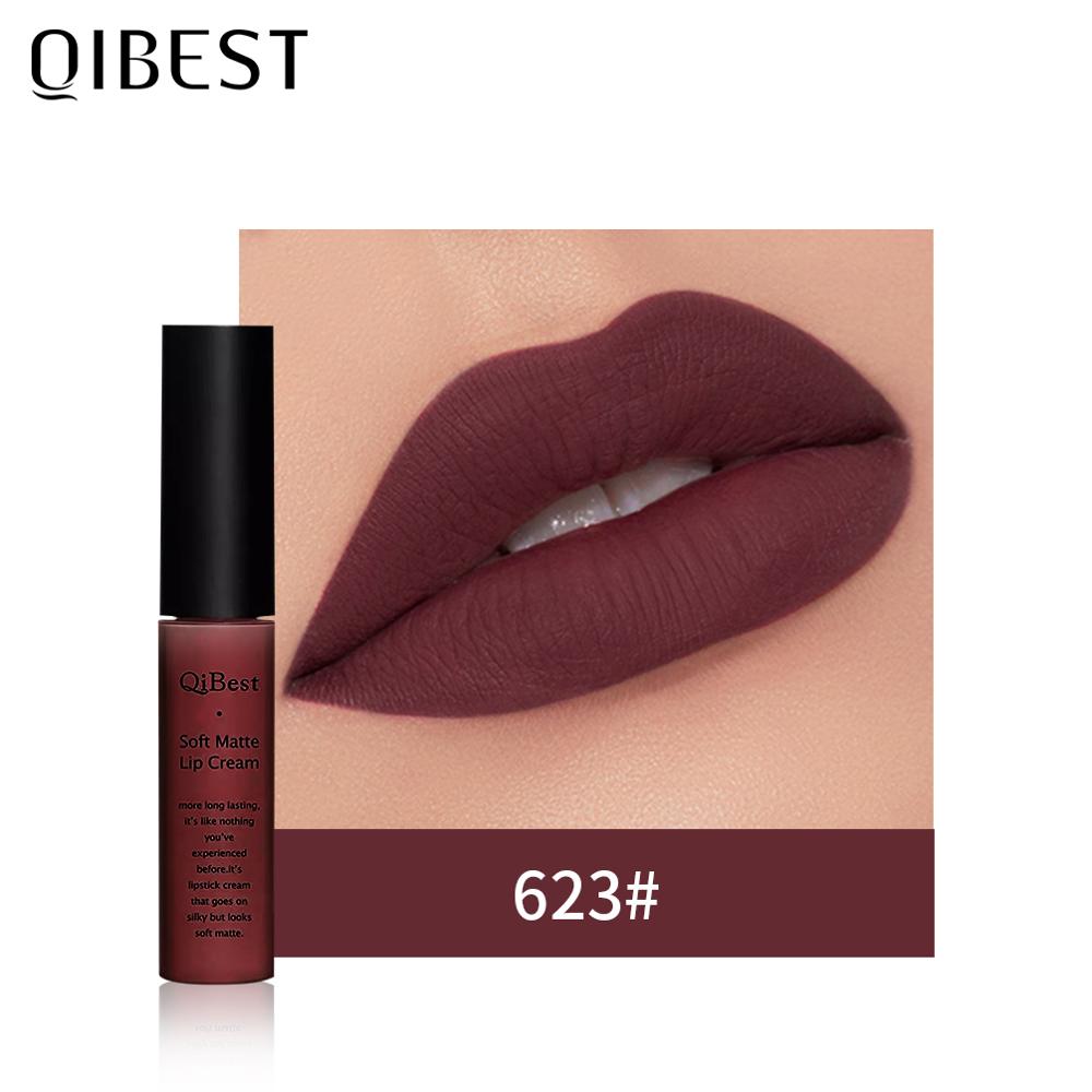 QIBEST Matte Lip Gloss Lip Makeup 34 Colors Velet Nude Waterproof Lipgloss Matte Lipstick Liquid Lipstick Long lasting Lip Tint