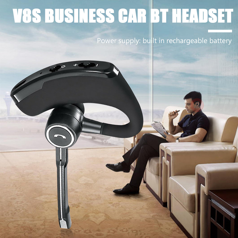 V8S USB Powered Bluetooth-compatible Earphones with Ear Hook Noise Reduction Business Wireless Hands Free Headset with Micphone