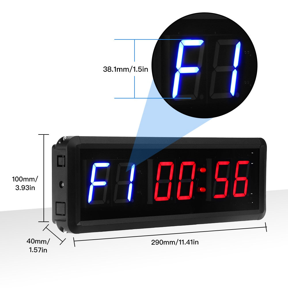 1.5inch 6 Digit LED Timer Boxing GYM Crossfit Tabata EMOM Interval Programmable Countdown/UP stopwath Real Time clock