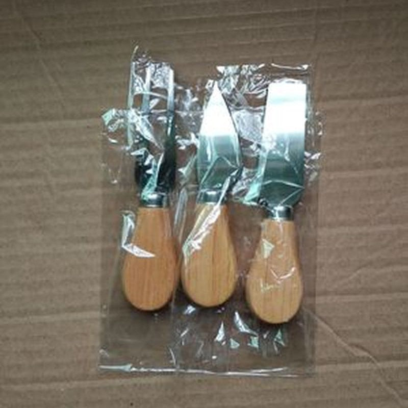 4pcs/set Wood Handle Knife Sets Bamboo Cheese Cutter Slicer Kitchen Cheedse Stainless Steel Knife Kitchen Cooking Accessories