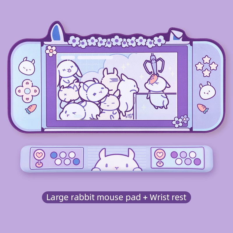 Purple Rabbit Trap Mouse Pad 44cm*80cm Super Cute Thickened Office Computer Big Mouse Pad Keyboard Pad Wrist Rest Girl Kawaii