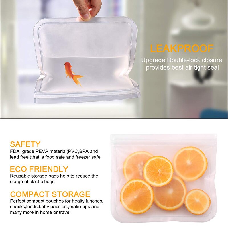 Food Storge Bags, Reusable Zero waste Airtight Seal Sandwich & Snacks & Fruit & Lunch Preservation Bags, Kitchen Tools