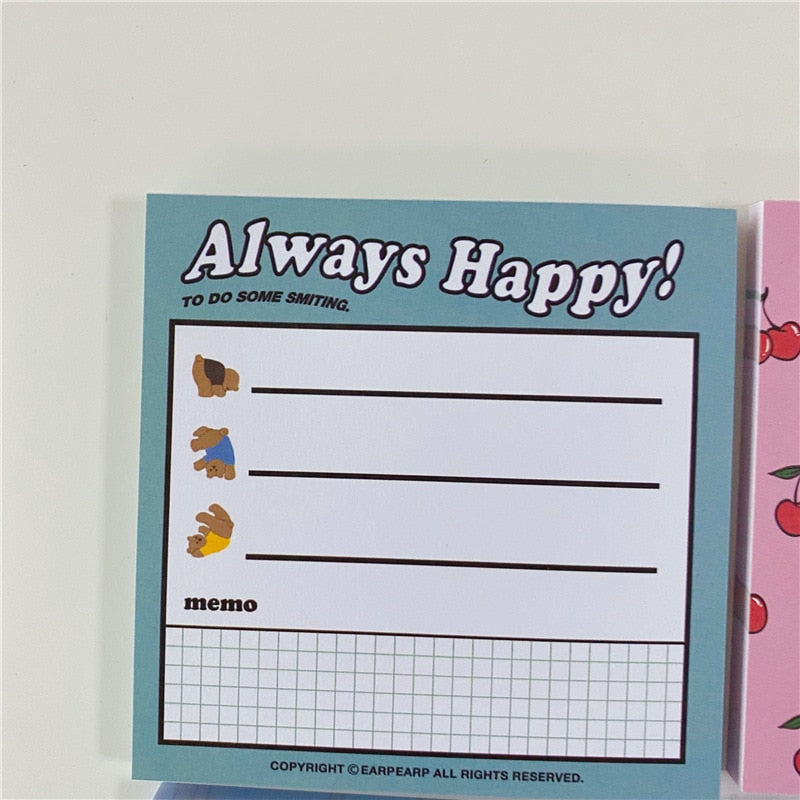 50 Sheets Cute Ins Bear Sticky Notes Loose Leaf Decoration Memo Pad Planner To Do List School Office Paper Notepad Stationery