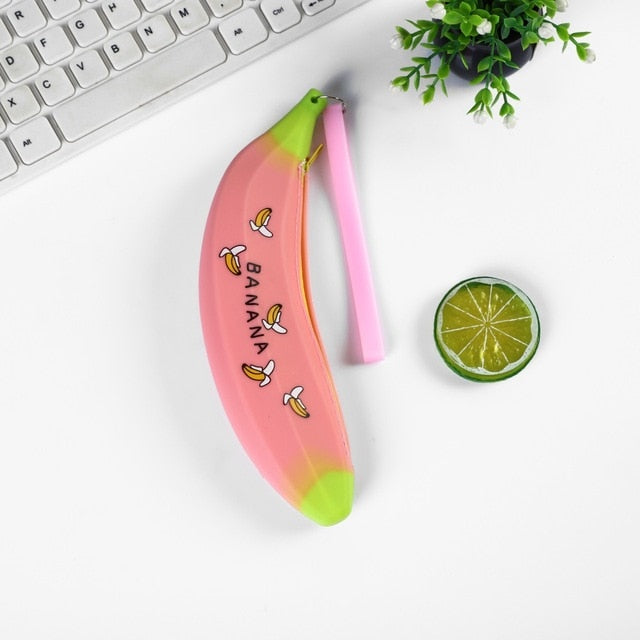 Fruit and vegetable silicone pencil case Cute pencil bag Student pen case Children storage bag big purse key bag School supplie