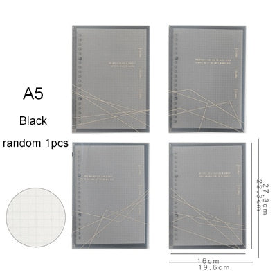 20 Sheet A5 Loose Leaf Soft Side Notebook Journal Planner Transparent Horizontal Line Notebooks School Office Stationery