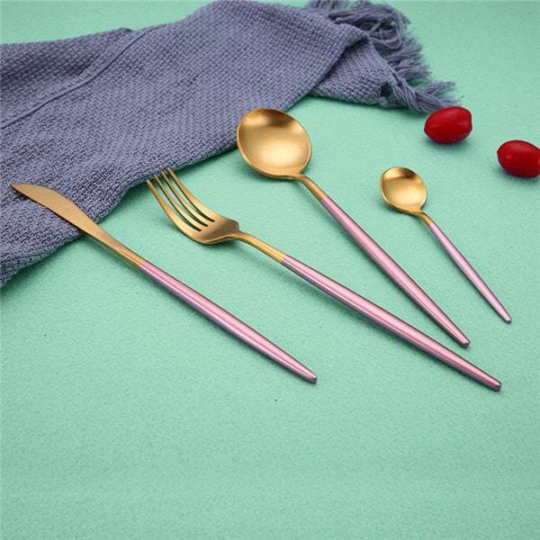 Dinner Set Cutlery Knives Forks Spoons Wester Kitchen Dinnerware Stainless Steel Home Party Tableware Set