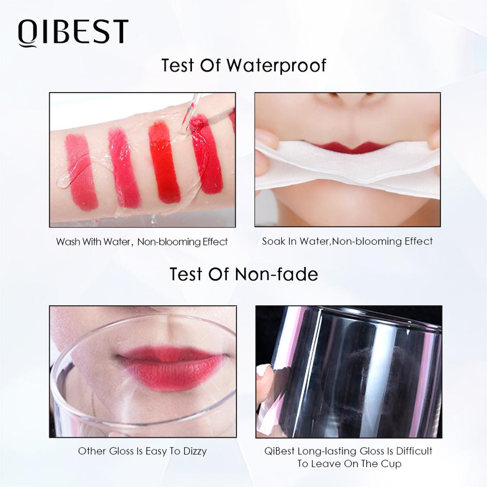 QIBEST Matte Lip Gloss Lip Makeup 34 Colors Velet Nude Waterproof Lipgloss Matte Lipstick Liquid Lipstick Long lasting Lip Tint