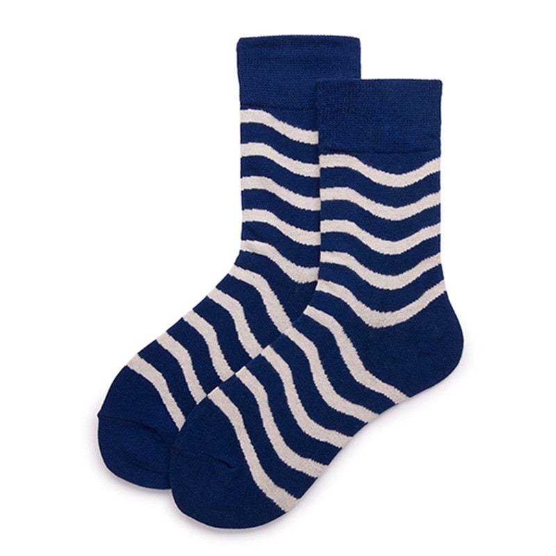 Fashion Dot Cotton Men's Socks Long Stripe Crew Socks Man Business Casual Happy Socks Calcetines Mujer