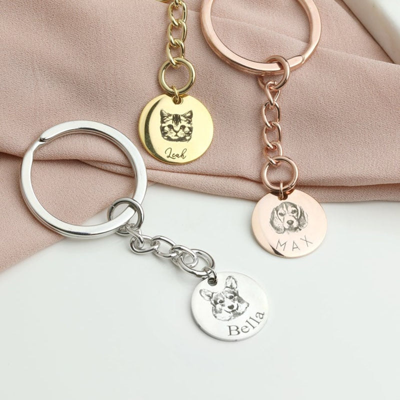 Custom Pet Keychain Stainless steel Custom Dog Keychain Personalized Gift