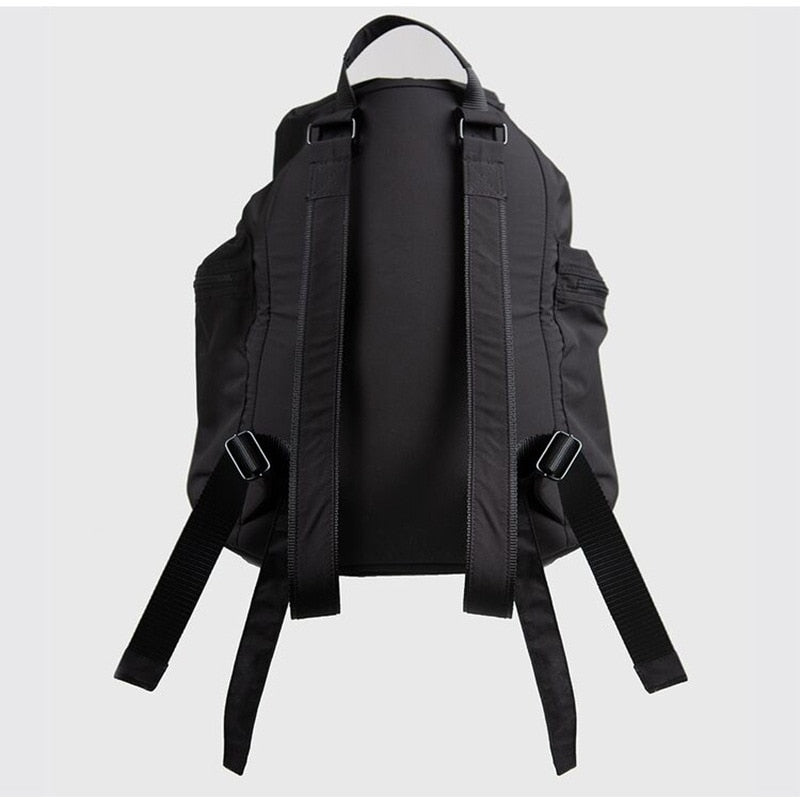 Black Nylon Waterproof Backpack Drawstring Shoulder Bag Men Travel Backpack Large Capacity Student School Bags