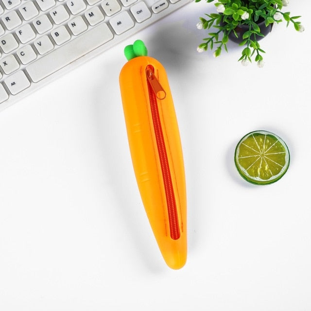 Fruit and vegetable silicone pencil case Cute pencil bag Student pen case Children storage bag big purse key bag School supplie