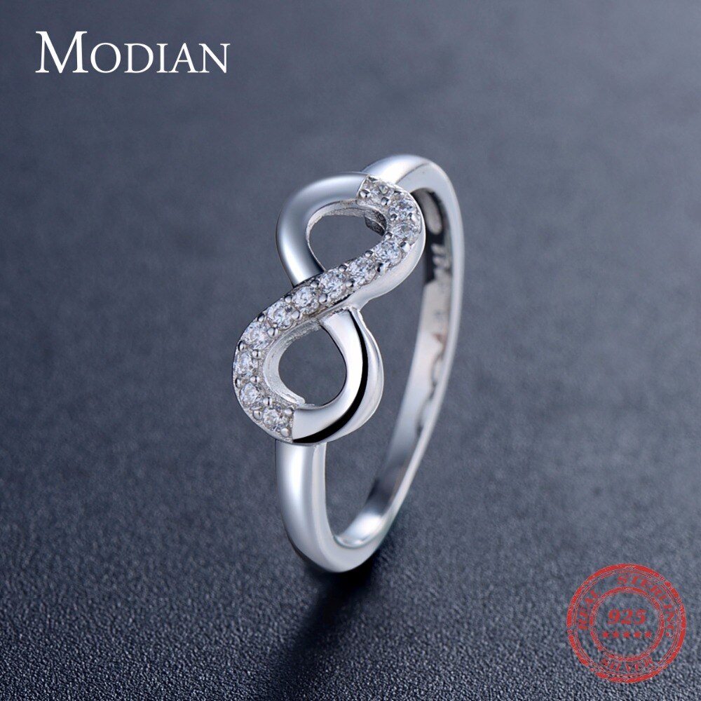 Fashion Mobius Design Jewelry 100% Solid 925 Sterling Silver Ring With Clear Cubic Zirconia Classic