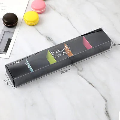 10pcs Macaron packaging box high-end French biscuit candy carton window open PET transparent 3/5/6 grain baking drawer type