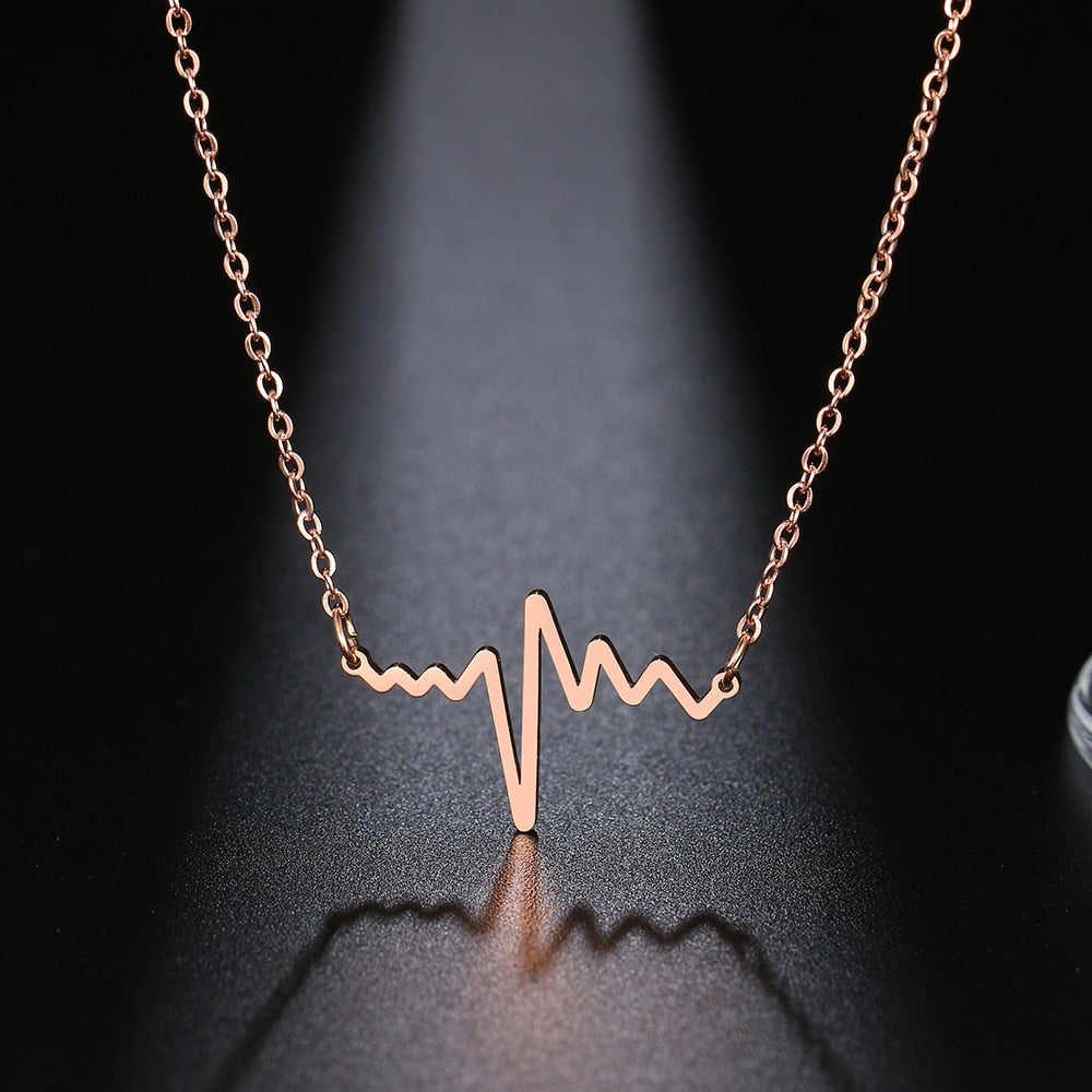 Heartbeat Necklace Women Love Heart Necklaces & Pendants Medical Nurse Doctor Lover Gifts Stainless Steel Jewelry