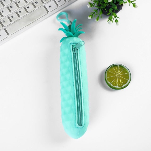 Fruit and vegetable silicone pencil case Cute pencil bag Student pen case Children storage bag big purse key bag School supplie