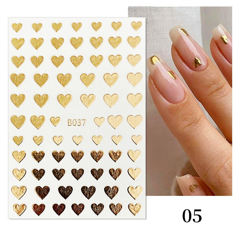 1PC Heart Love Design 3D Nail Sticker English Letter stickers Face Pattern Trasnfer Sliders Valentine's Day Nail Art Decoration