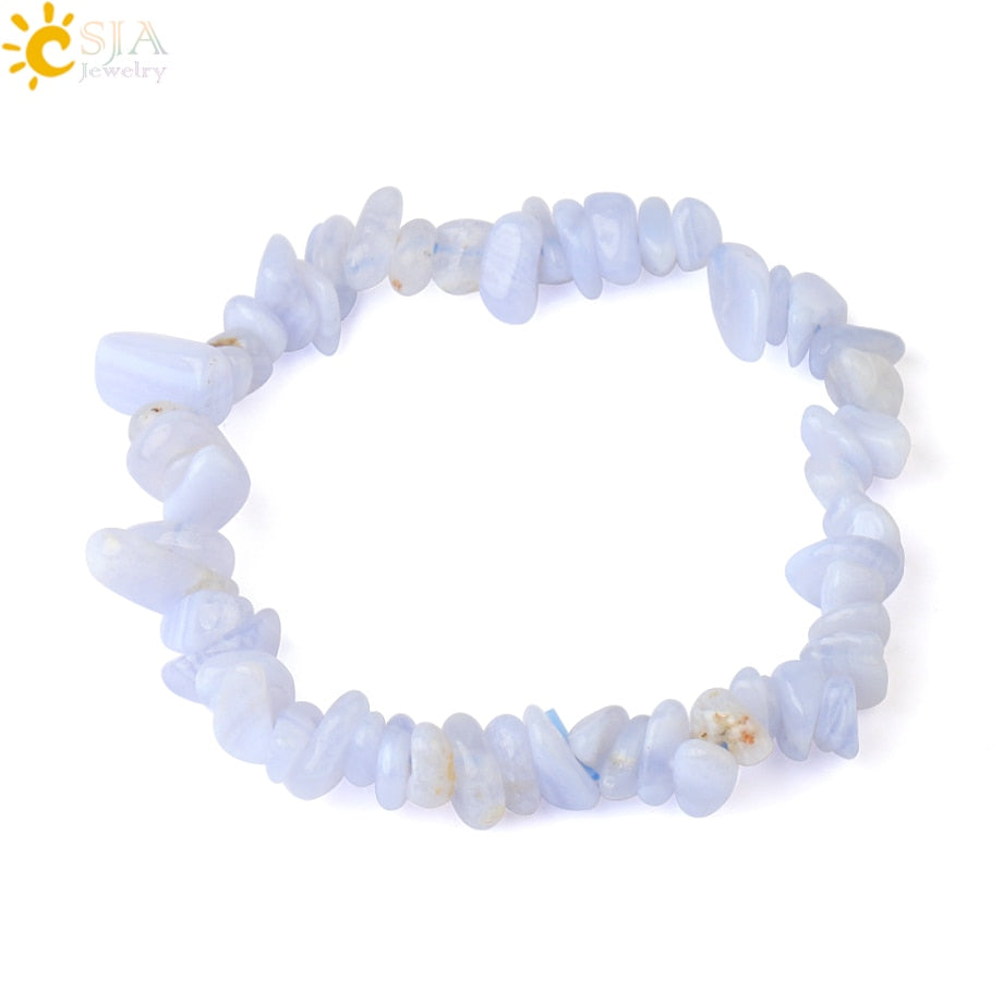 Natural Stone Bracelet Asymmetry Beads Crystal Quartz Gravel Stretch Bracelets Bangles for Women Girls