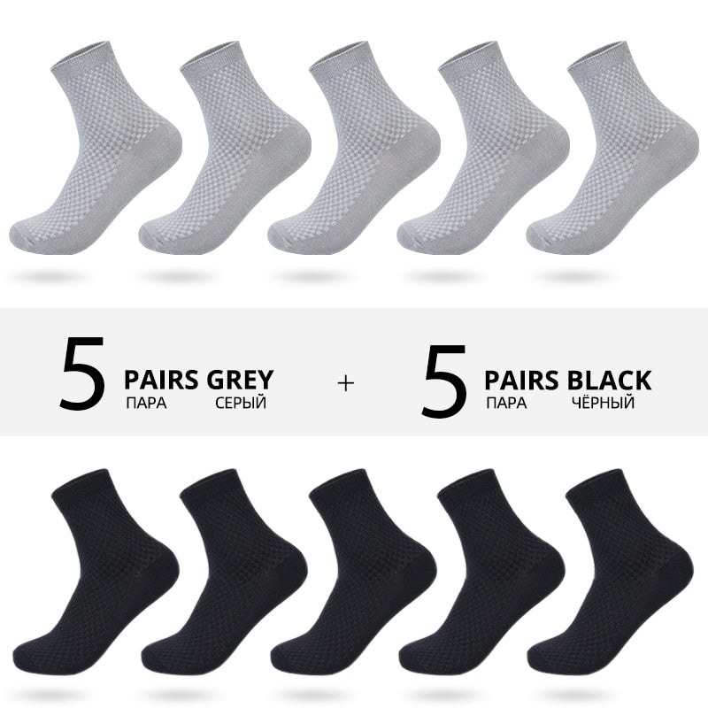 10 Pairs/Lot Men Bamboo Fiber Socks New Classic Business Long Socks Mens Dress Sock For Winter Gift Plus Size EUR39-45