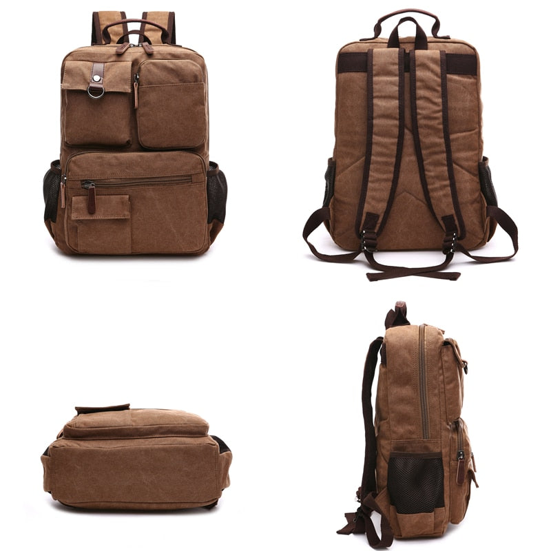 Mens Laptop Backpack Rucksack Canvas School Bag Travel Backpacks for Teenage Male Bagpack Computer Knapsack Bags Computer Bag